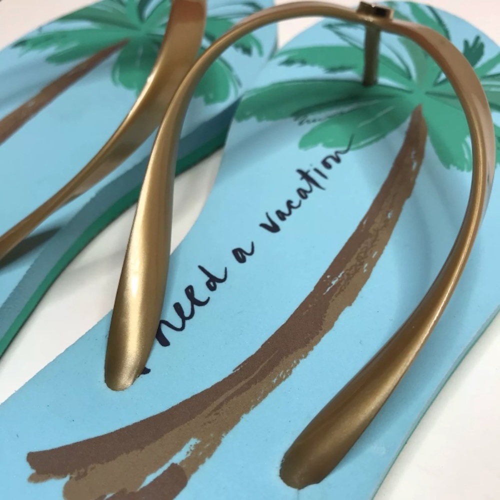 Kate Spade Flip Flops NEW I Need A Vacation - Picture 7 of 8